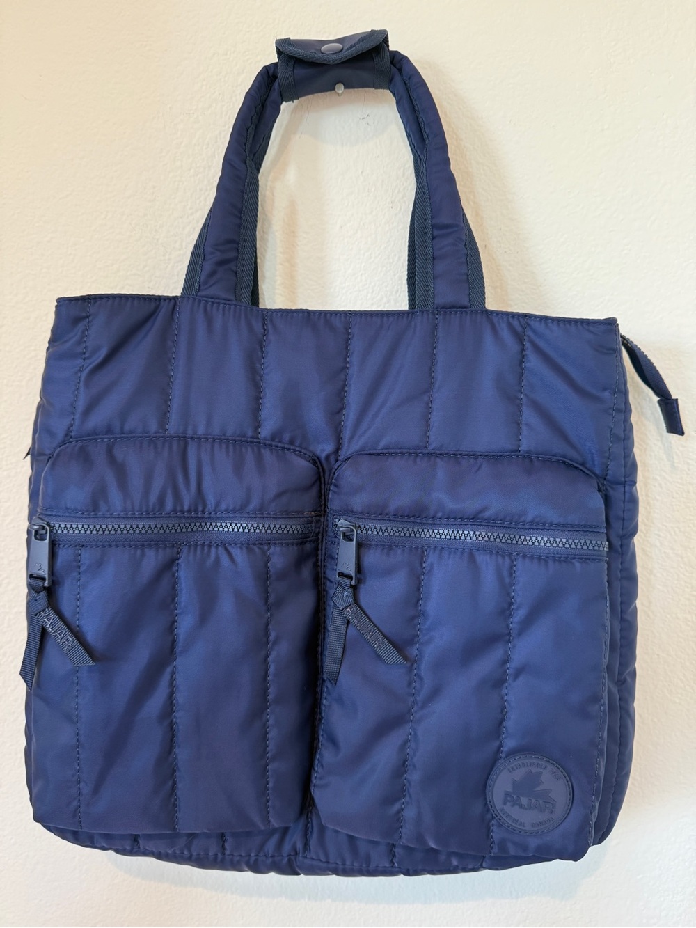 Pajar Navy Quilted Crossbody Tote with Dual Front Pockets
